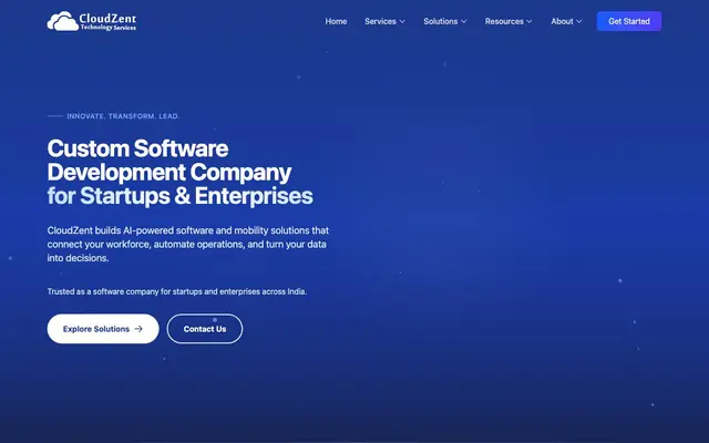 CloudZent Technology Services website