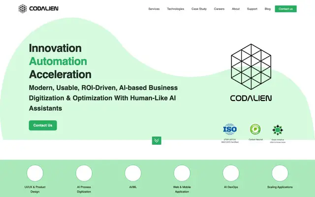 Codalien Technologies Pvt Ltd website