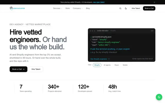 Code Elevator website