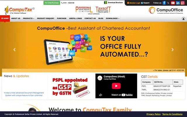Professional Softec Pvt. Ltd. (CompuTax) website
