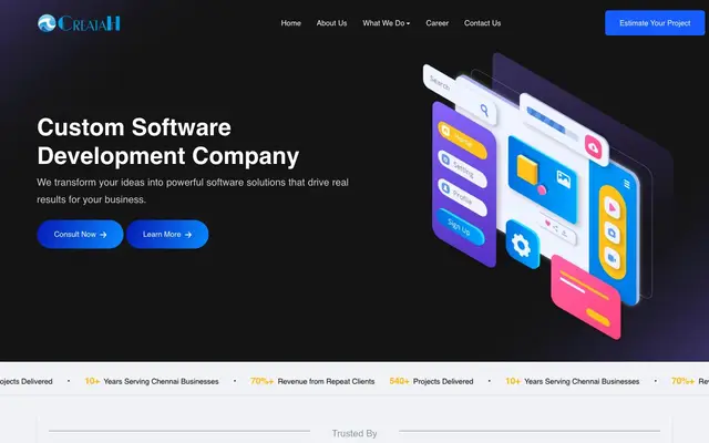 Creatah Software Technologies website