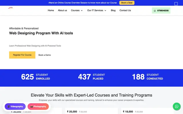 Web Designing Institute: The Creative Mind website