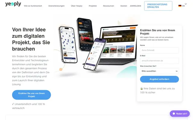 Yeeply Deutschland website