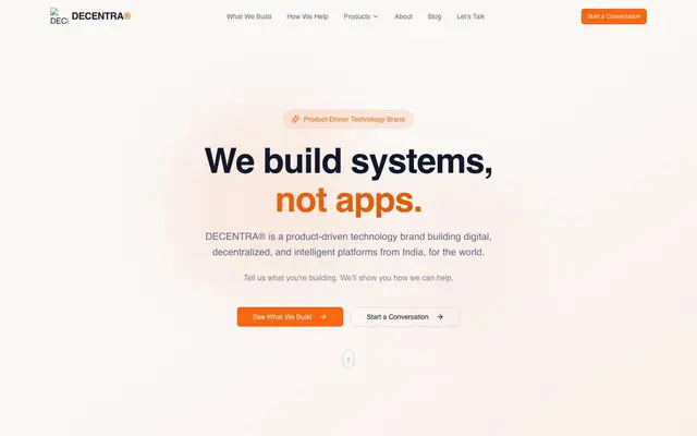 Decentra Innovation Lab website