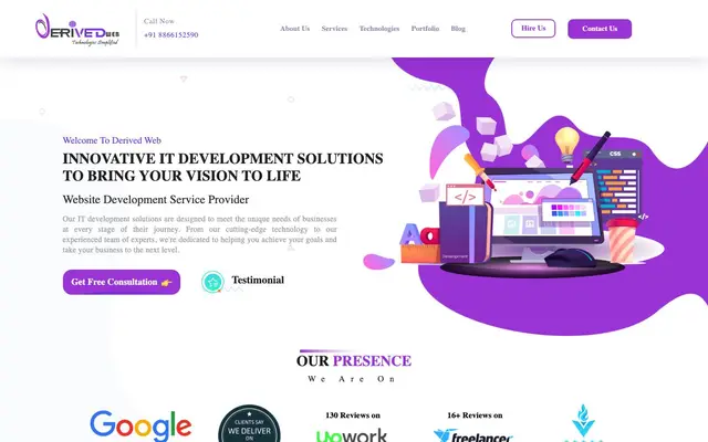 Derived Web Technologies Pvt Ltd website