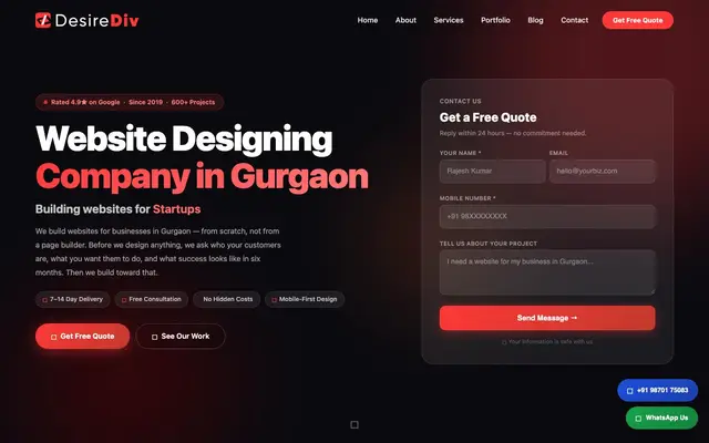 Desire Div website