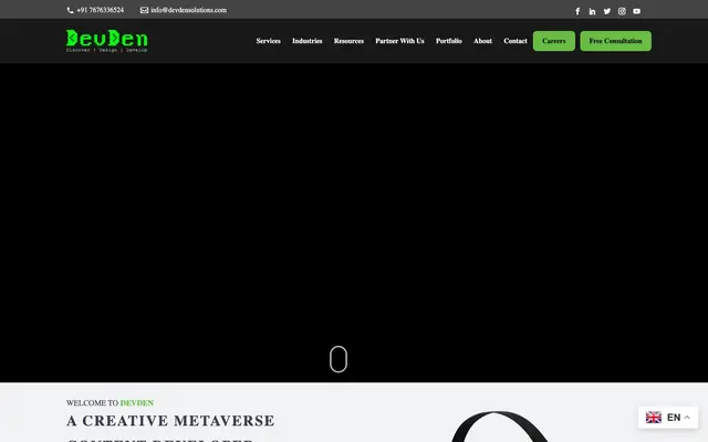 DevDen - A Metaverse (AR VR 3D) Content Creator Company website