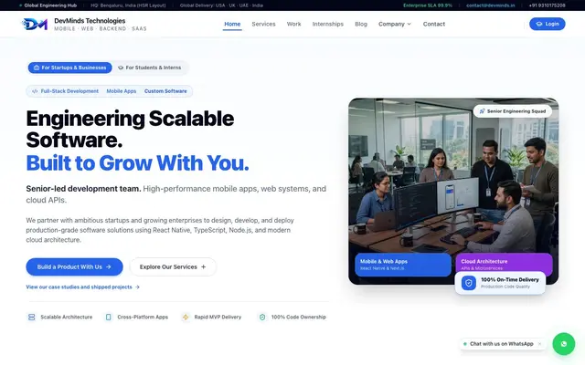 DevMinds Technologies | Mobile App & React Native Developer website
