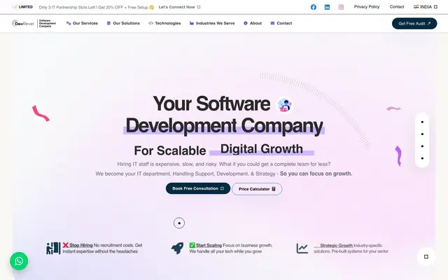 DevRevel - Your Technology Partner website