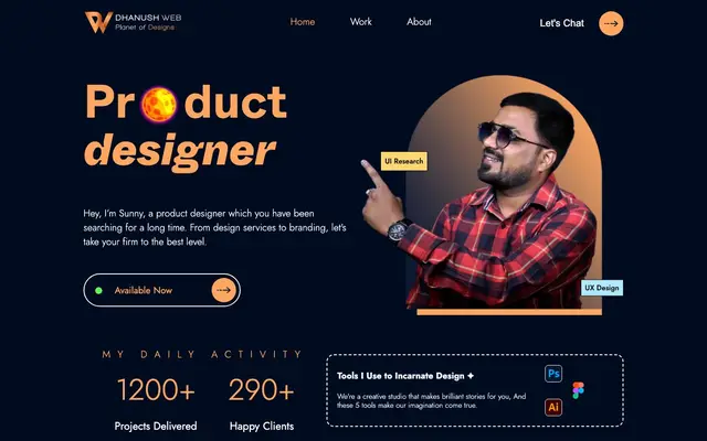 Dhanush Web - Planet of Designs website