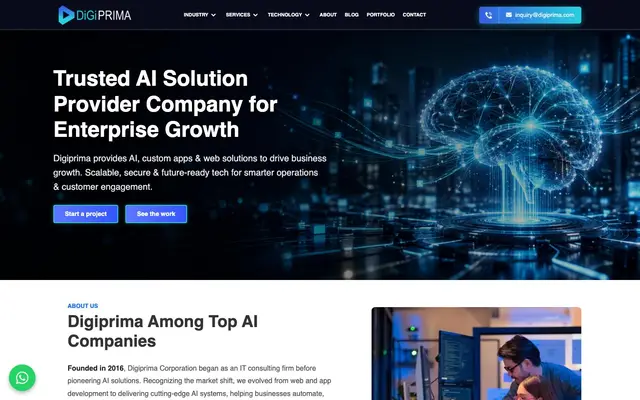 Digiprima Technologies website