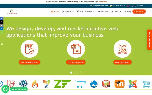 eCodeSoft Solutions website