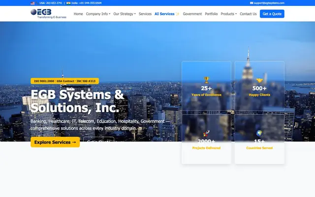 EGB Systems and Solutions, Pvt, Ltd. website