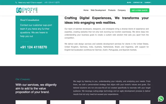 Endive Media Private Limited website