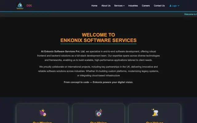 Enkonix Software Services website
