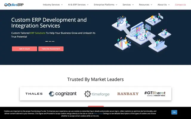 Oodles ERP Solutions website