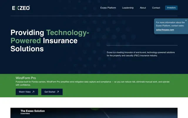 Exzeo Software Pvt Ltd website