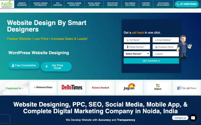 Website Designing Company in Noida - Falcon Technosoft website