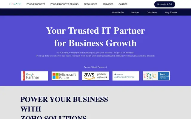 FGrade Global Services Pvt Ltd | Zoho Authorised Reseller website