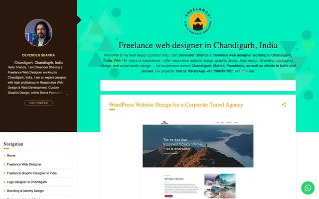 Freelance web designer in Chandigarh, India website