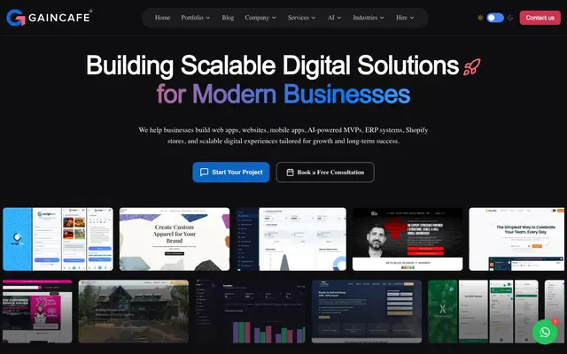Gaincafe Technologies website