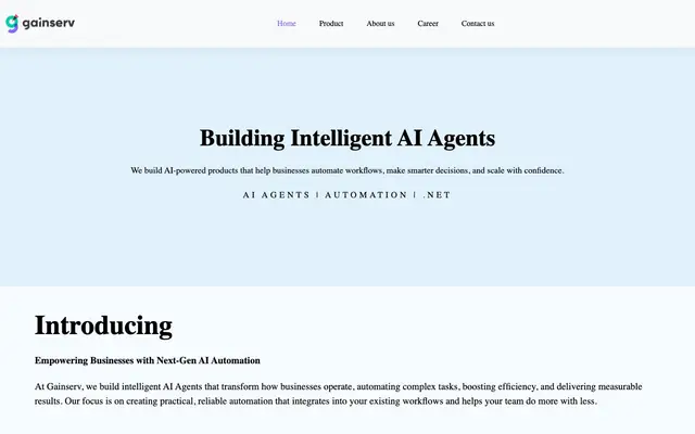 Gainserv Infotech Pvt Ltd website