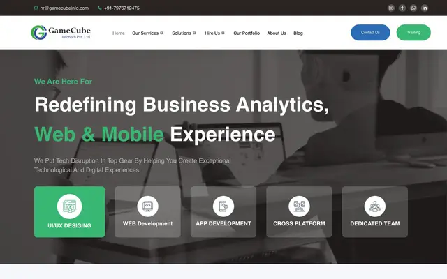 GameCube Infotech - Web & App Development | Training website