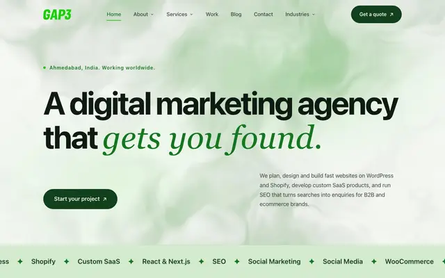 GAP3 Digital Agency website
