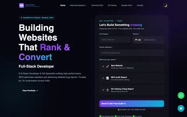 Sachin Raut – Freelance Full Stack Web Developer website