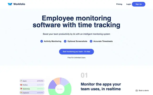 Workfolio - Employee Monitoring Software website