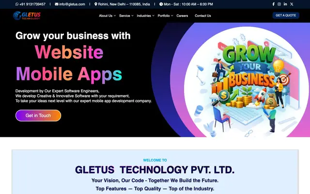 Gletus Technology website