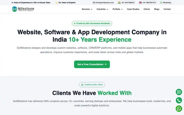 Gomilestone Pvt Ltd website