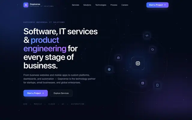 Gopiverse Universal IT Solutions website