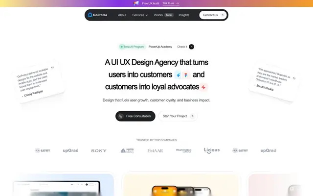 GoProtoz - UI UX Design Studio website