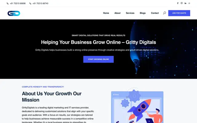 Gritty Digitals | Top-Rated Digital Marketing, SEO Experts & Website Development Specialists in Hyderabad website