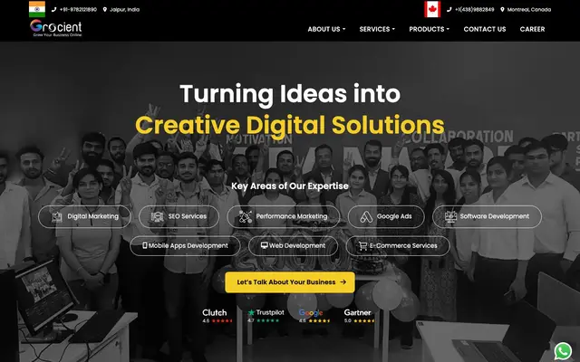 Grocient Infotech Pvt. Ltd website