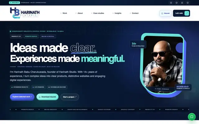 Harinath Design Studio website