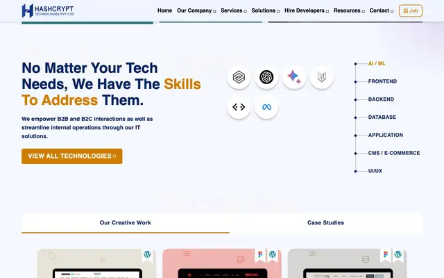 Hashcrypt Technologies Pvt. Ltd website