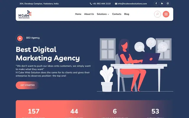 H Cube Web Solutions website