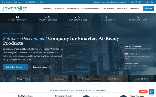 HDWEBSOFT - Software Development Company website