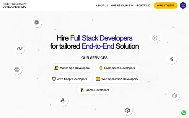 HireFullStackDeveloperIndia website
