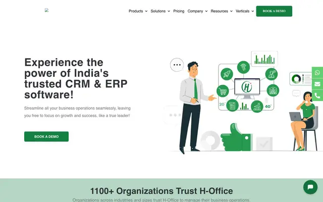 H-Office CRM & ERP Solutions website