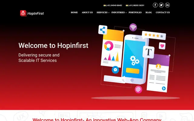 Hopinfirst - Web & Mobile App Development Company in Delhi website