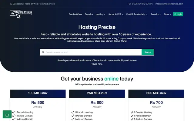 Hosting Precise - Web Hosting Company website