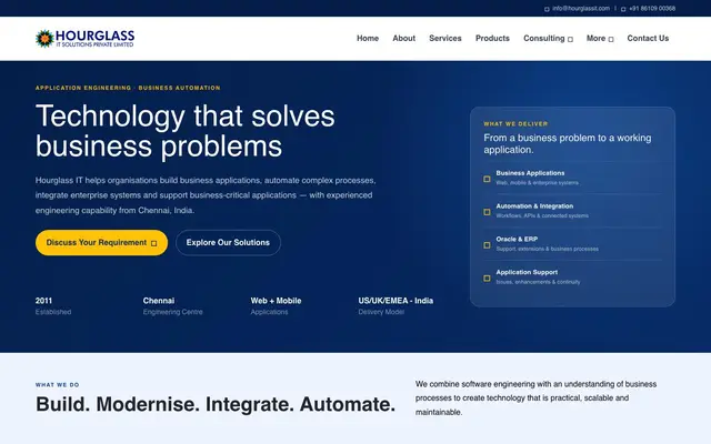 Hourglass IT Solutions website