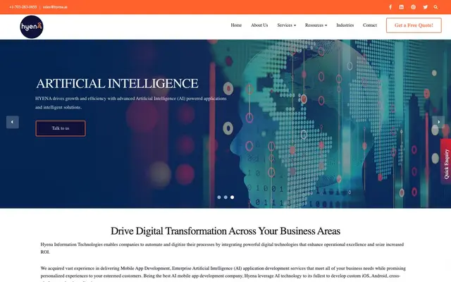 Hyena Information Technologies - Mobile App Development Company in Bangalore website
