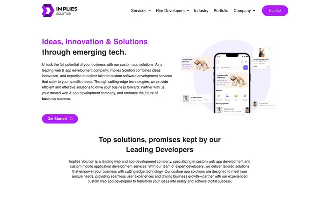 Implies Solution - Mobile & Web Development Company website