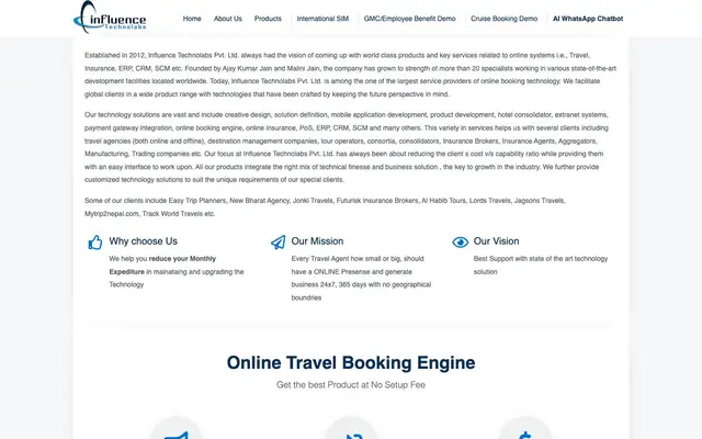 Influence Technolabs Pvt. Ltd website