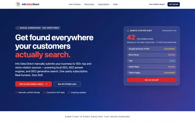 Info Data Direct website