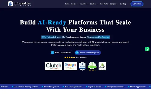 Info Sparkles IT Solution website
